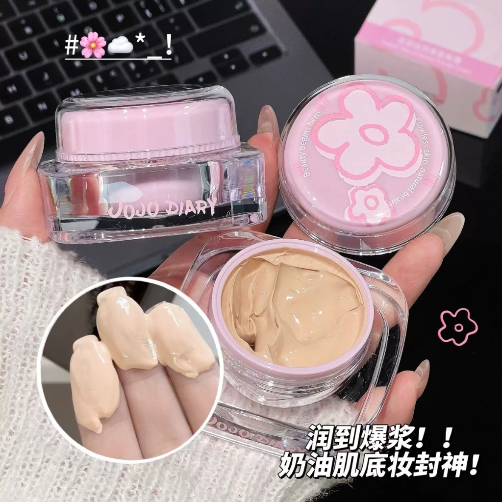 JOJO DIARY DIARY DIARY Kem nền làm đẹp tự nhiên Dưỡng ẩm Bột chống dính Làm sáng tông màu da Kem che