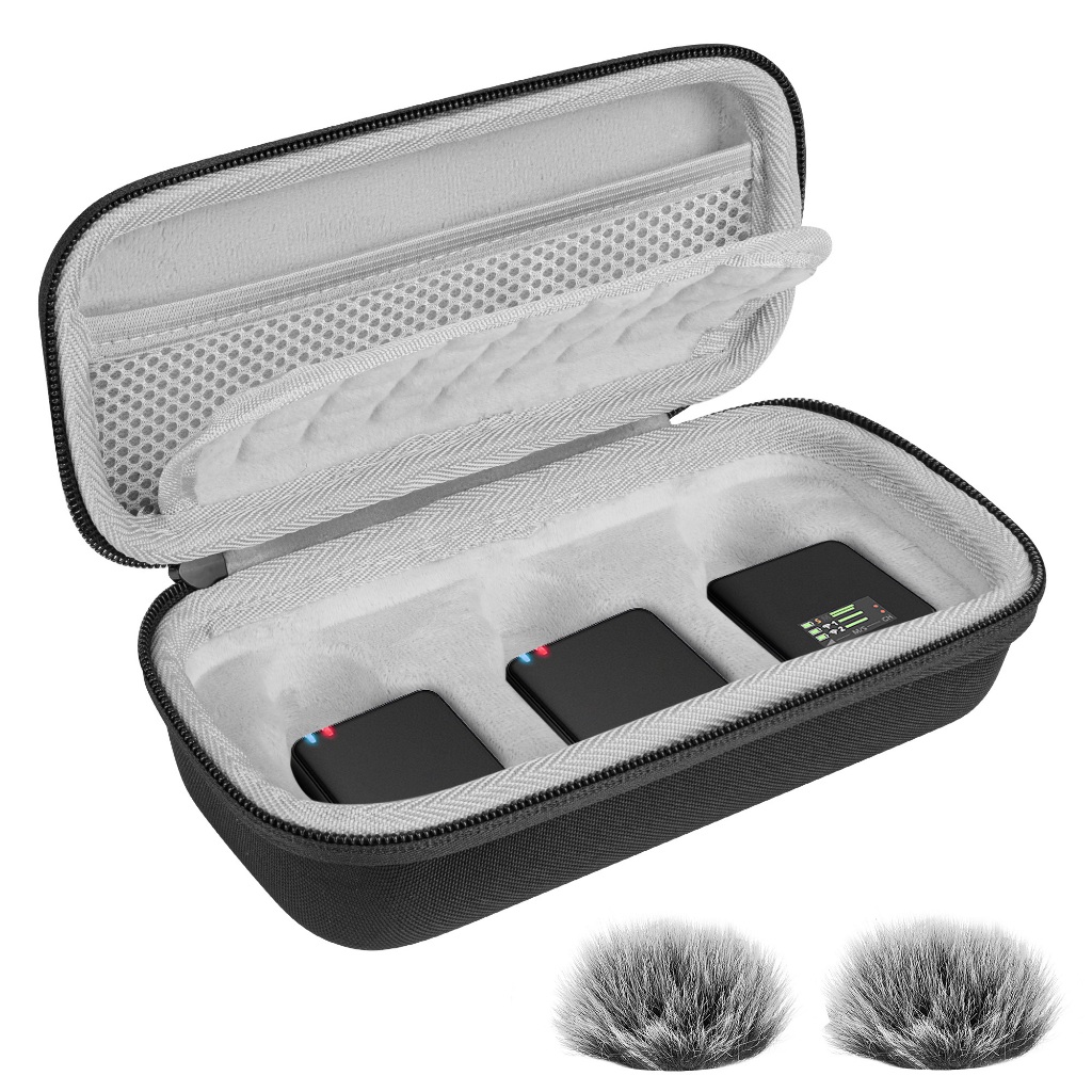 Ốp micro Geekria Tương thích với Rode Wireless GO Gen 3, GO 2, Hộp đựng Mic vỏ cứng có lưu trữ cáp
