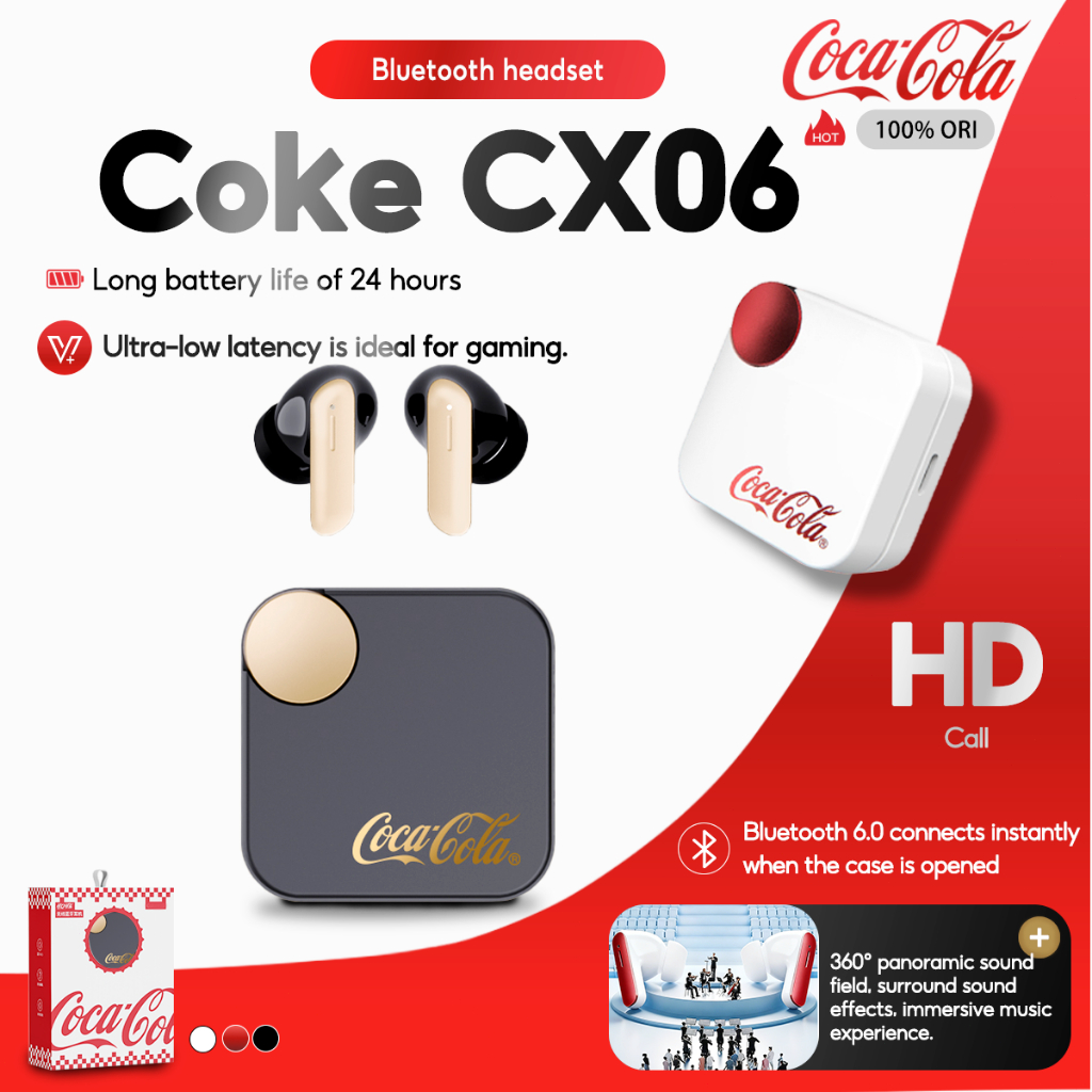 Tai nghe Coca-Cola CX06 Retro True Wireless In Ear Bluetooth 6.0 có mic
