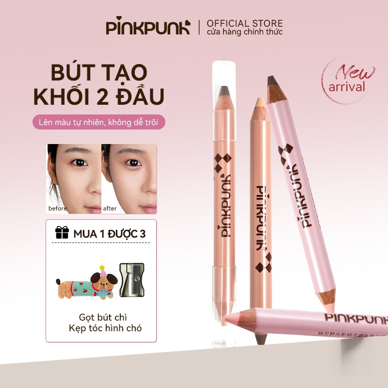 Bút Tạo Khối Và Bắt Sáng 2 Đầu PinkPunk Mượt Mà Tự Nhiên Giúp Tạo Hiệu Ứng Mũi Cao 3D Mặt Góc Cạnh