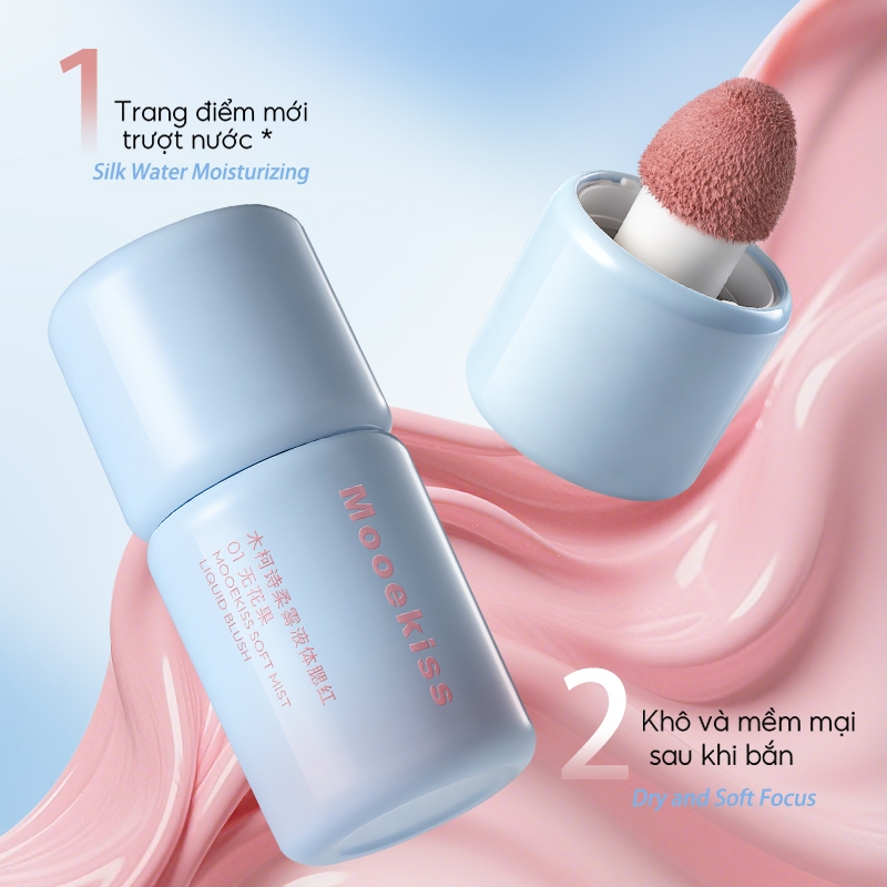 Phấn má hồng dạng kem đa năng Mooekiss có chất phấn lì, độ bão hòa thấp và dễ tán, phù hợp cho lớp trang điểm nhẹ nhàng | BigBuy360 - bigbuy360.vn