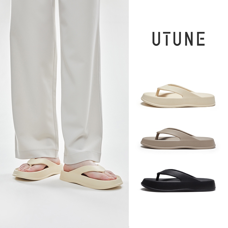 UTUNE dép xỏ ngón nữ mùa hè mới EVA đúc nguyên khối đế dày 3cm tăng chiều cao chống trượt chống mài 