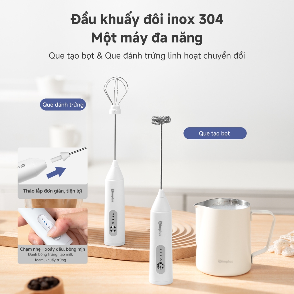 Simplus Máy đánh trứng, tạo bọt sữa đa năng Thời gian dùng liên tục lâu Động cơ đồng nguyên chất  Một máy đa năng NPQH001 | BigBuy360 - bigbuy360.vn