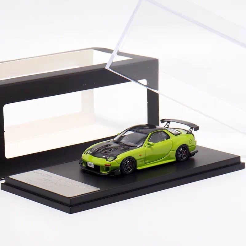 MC 1: 64 Mazda RX7 RX-7 Ban Đầu D Amemiya FD3S Hợp Kim Xe Mô Hình Bộ Sưu Tập Đồ Trang Trí Trắng Đen 