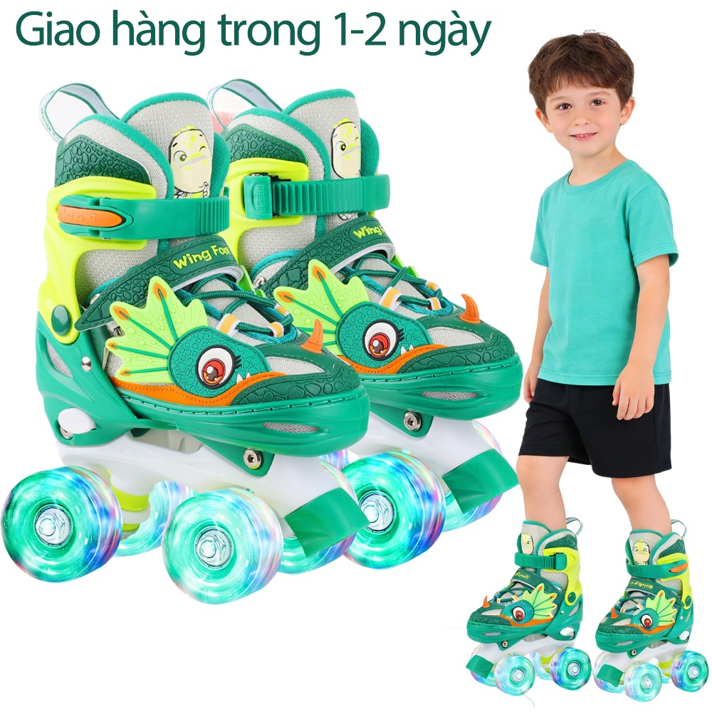 Giày patin trẻ em Giày trượt patin Patin trẻ em Giày trượt patin khủng long cho bé Giày trượt roll P