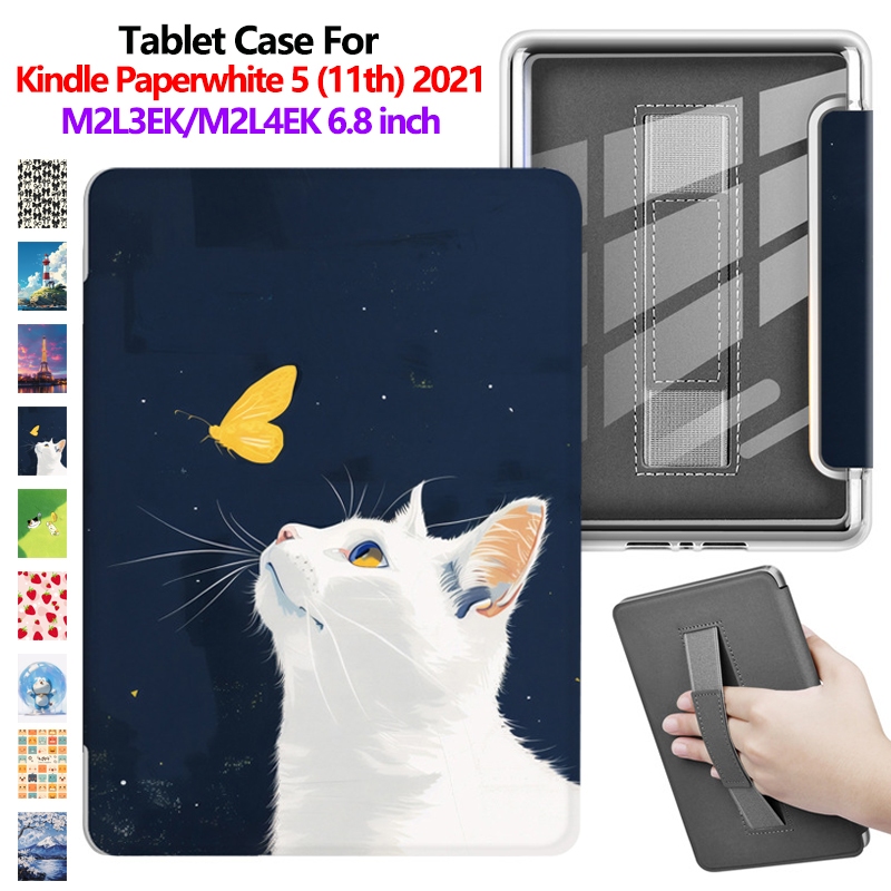 Dành Cho KINDLE Paperwhite5 6,8 inch M2L3EK M2L4EK Hoạt Hình Dễ Thương Cầm Tay Acrylic Da Lật Bao Da