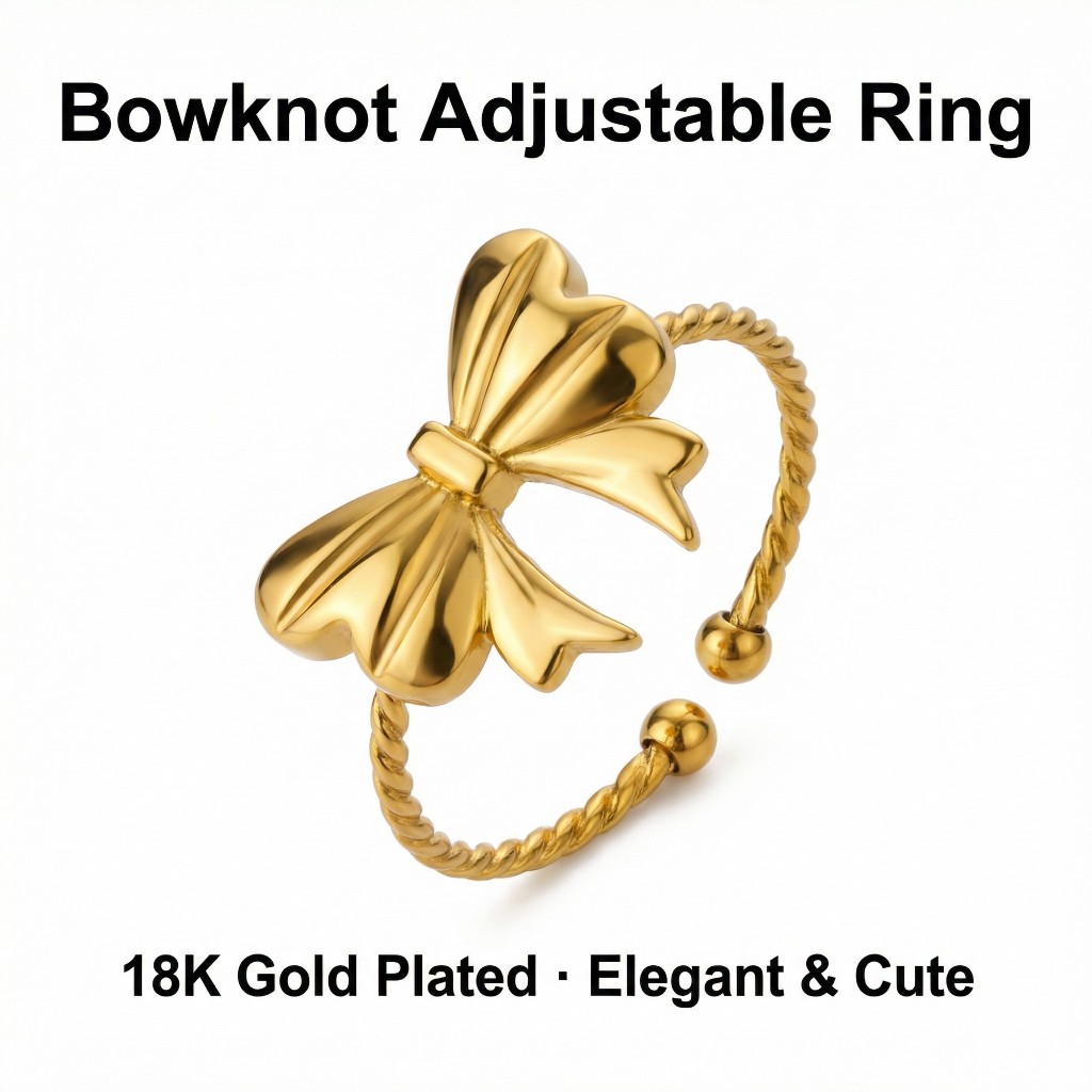 Nhẫn nơ phong cách Hàn Quốc thép titan mạ vàng 18K - Quà tặng ngọt ngào