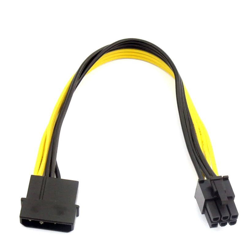 20CM 18AWG 4 chân Molex Nam sang 6 chân Cáp chuyển đổi nguồn PCI-E PCI Express