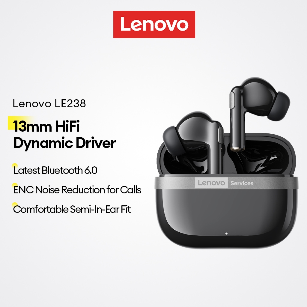 Tai nghe Bluetooth Lenovo LE238 và Tai nghe không dây có Bluetooth V6.0 và ENC Giảm tiếng ồn cộng với Trình điều khiển HiFi 13mm | BigBuy360 - bigbuy360.vn