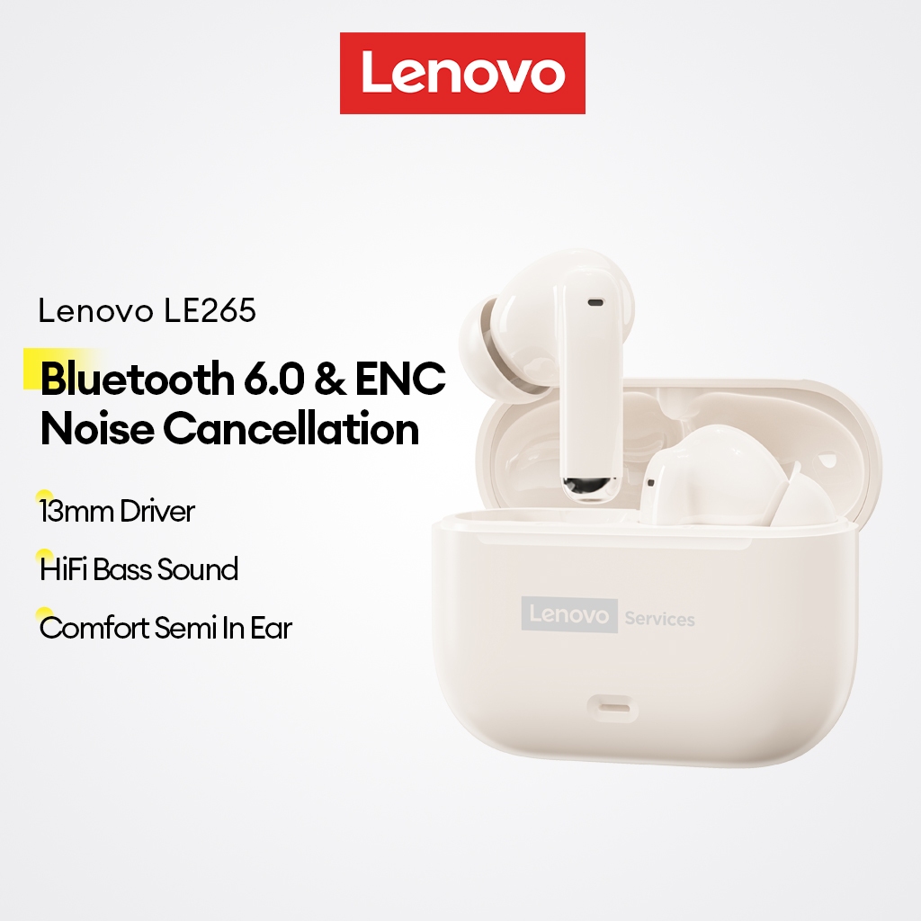 Tai nghe Bluetooth Lenovo LE265 và Tai nghe không dây có Bluetooth V6.0 và ENC Khử tiếng ồn cộng với Bass HiFi 13mm | BigBuy360 - bigbuy360.vn
