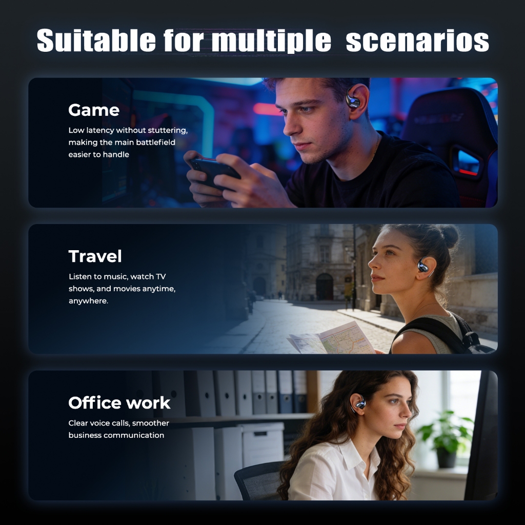 HTC NE69 Tai nghe dịch thuật AI Tai nghe Bluetooth Bluetooth 6.0 Dịch 134 ngôn ngữ OWS Màn hình LED Phong cách Punk Có micro Tai nghe HiFi ASMR | BigBuy360 - bigbuy360.vn