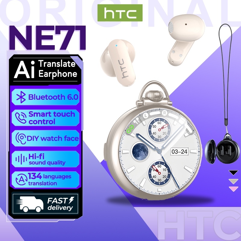 HTC Ne71 Tai nghe dịch thuật AI Bluetooth 6.0 Dịch được 134 ngôn ngữ Tai nghe AI Mặt đồng hồ tự thiết kế Màn hình LED thông minh Chất lượng âm thanh HiFi Công nghệ khử tiếng ồn | BigBuy360 - bigbuy360.vn