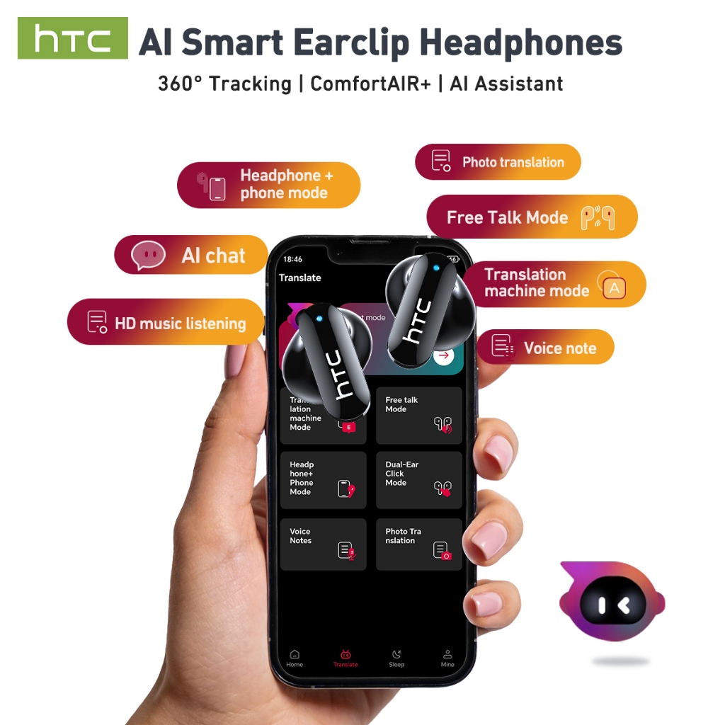 HTC Ne71 Tai nghe dịch thuật AI Bluetooth 6.0 Dịch được 134 ngôn ngữ Tai nghe AI Mặt đồng hồ tự thiết kế Màn hình LED thông minh Chất lượng âm thanh HiFi Công nghệ khử tiếng ồn | BigBuy360 - bigbuy360.vn