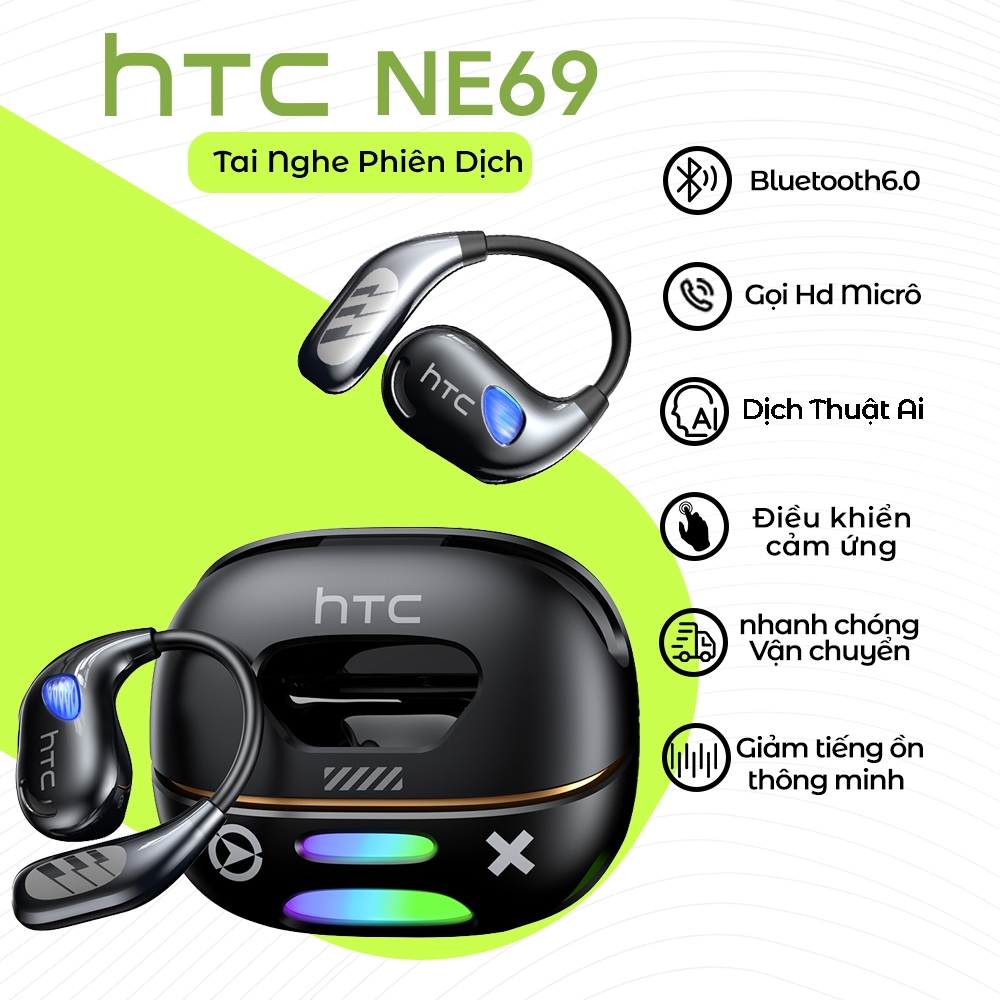 HTC NE69 Tai Nghe Phiên Dịch AI Tai Nghe Ngủ Đa Năng Bluetooth 6.0, Âm Thanh Hi-Fi Cao Cấp  Khử Tiếng Ồn ENC Hiệu ứng ánh sáng LED Chống Nước IPX7, Thiết Kế Không Dây | BigBuy360 - bigbuy360.vn