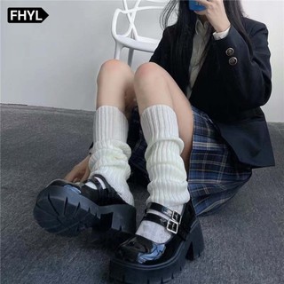 FHYL Đôi Vớ Giữ Ấm Chân Dài Đến Đầu Gối Màu Xám Phong Cách Hàn Quốc Cho Nữ