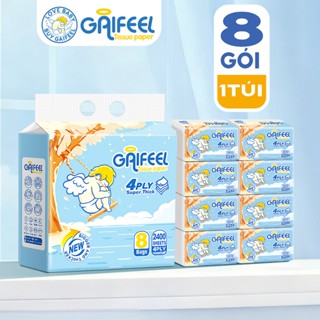 GAIFEEL Giấy ăn 300 tờ 4 lớp mềm mịn thấm hút tốt 8 gói/16 gói giấy rút cao cấp tiện lợi