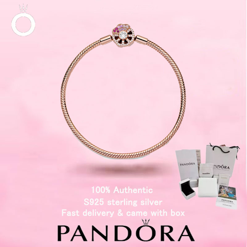 Hoa Hồng Vàng Khoảnh Khắc Hồng Hình Quạt Xương Rắn Vòng Tay Cặp Đôi Nữ Pandora