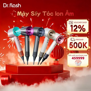 Dr flash Máy sấy tóc ion âm， 2 Chiều Nóng Lạnh 3 Tốc Độ Công Suất Tặng Kèm Đầu Sấy
