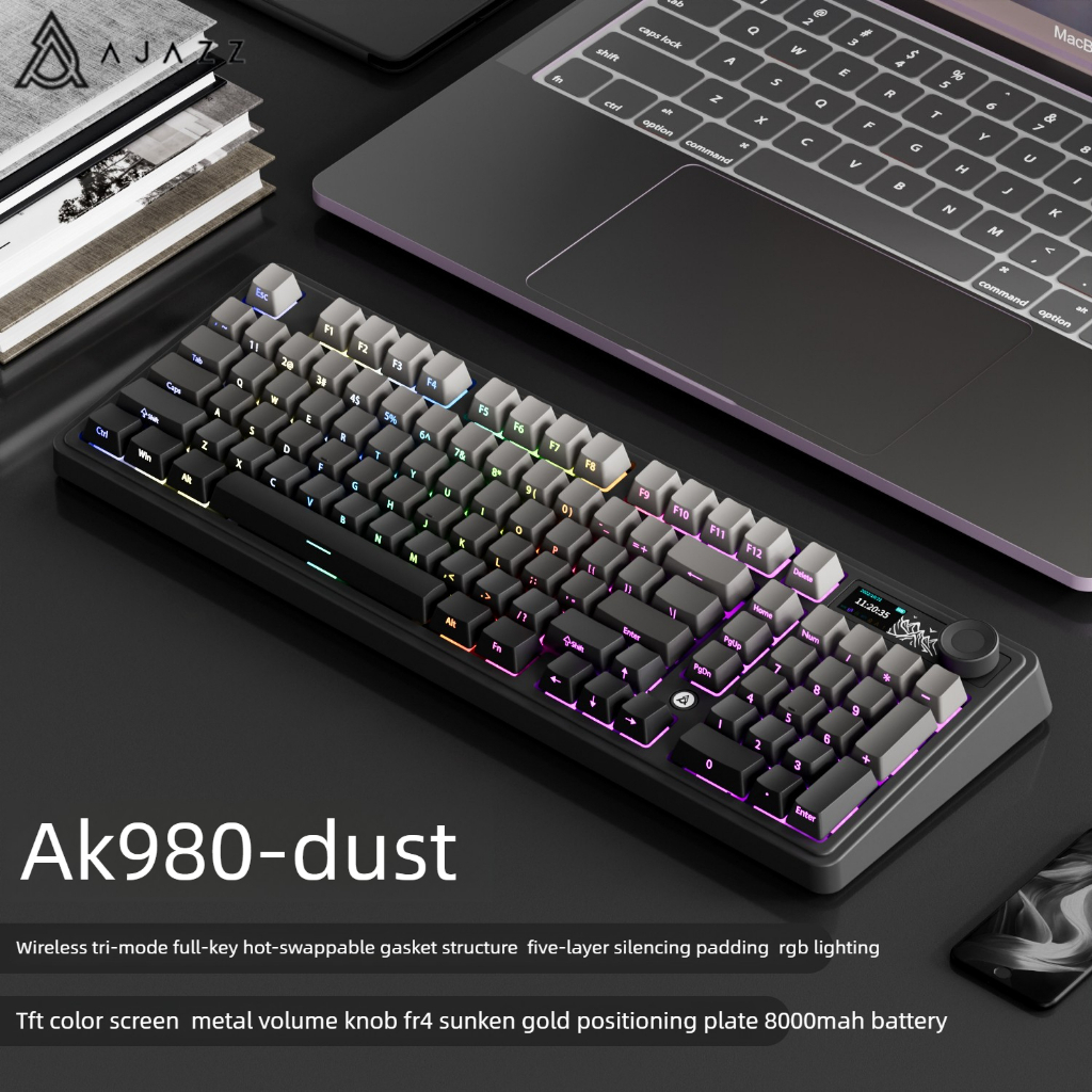 Bàn phím cơ tiếng Anh RGB không dây AJAZZ AK980 có màn hình (Có thể tùy chỉnh), Cấu trúc đệm núm FR4