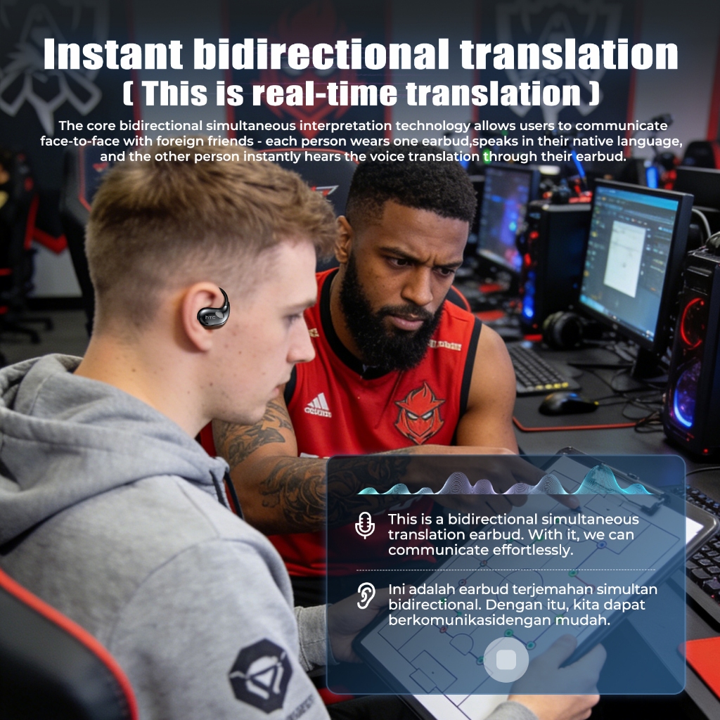 HTC NE69 Tai nghe dịch thuật AI Độ trễ cực thấp Tai nghe Bluetooth V6.0  ENC Khử tiếng ồn thông minh Tai nghe không dây | BigBuy360 - bigbuy360.vn