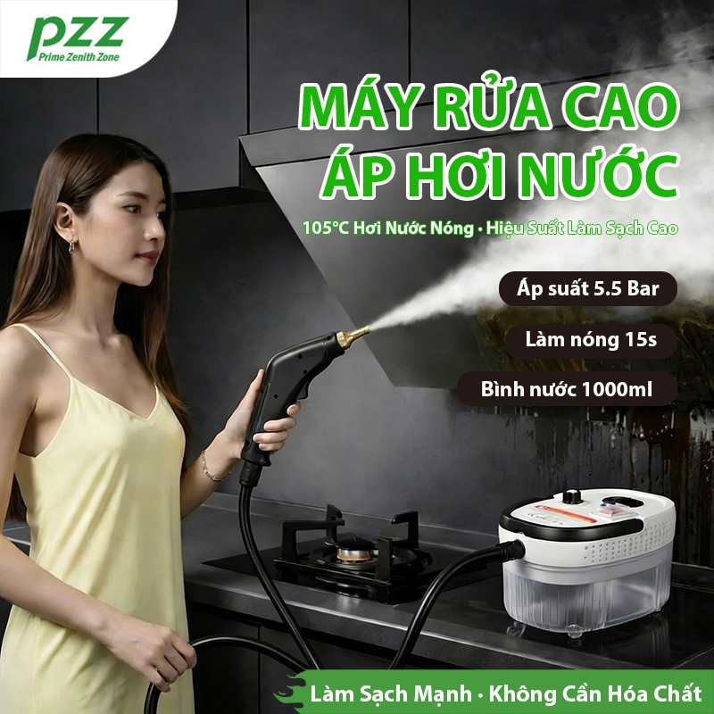 Máy làm sạch hơi nước áp suất cao PZZ Mỹ 220V Làm nóng nhanh 15 giây, nhiệt độ…
