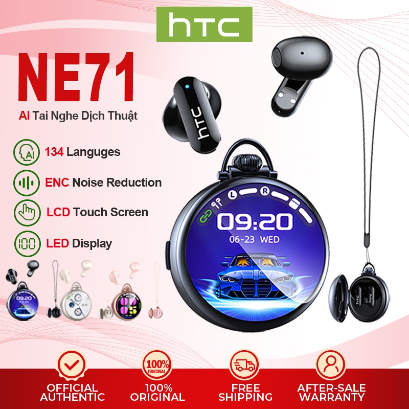 Tai nghe dịch HTC NE71 Tai nghe Bluetooth 6.0 AI Dịch trực tiếp Màn hình LED thông minh HiFi Chất lượng âm thanh Công nghệ khử tiếng ồn | BigBuy360 - bigbuy360.vn