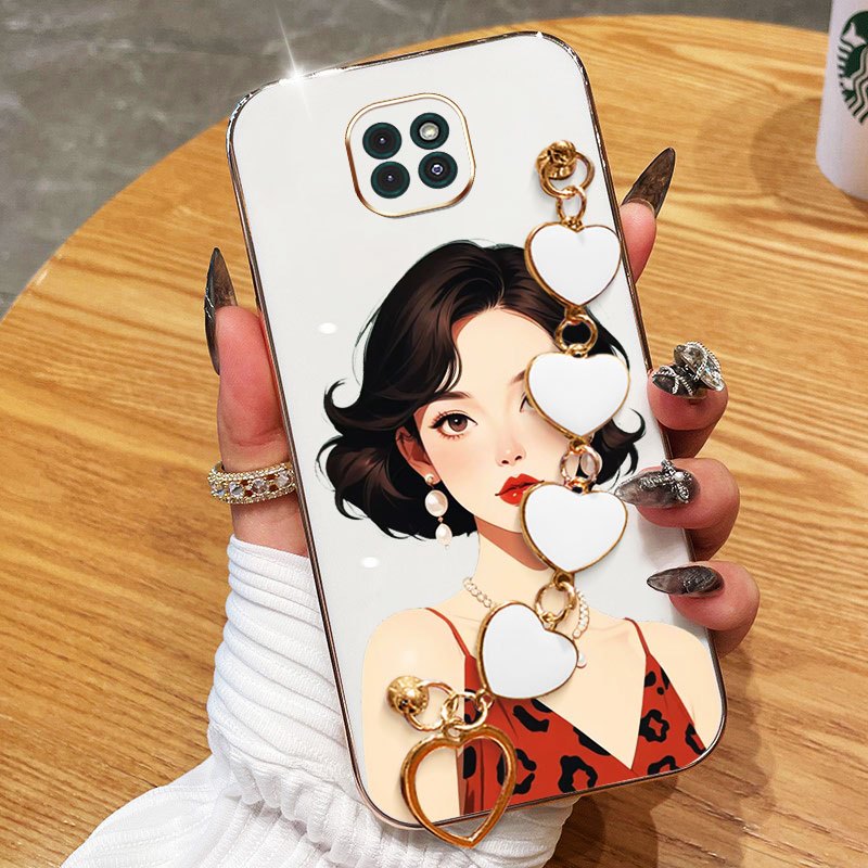 Ốp Điện Thoại YBD Cho Motorola Moto G9 Play G9 Plus Mạ Điện Bé Gái Tóc Ngắn Có Vòng Tay