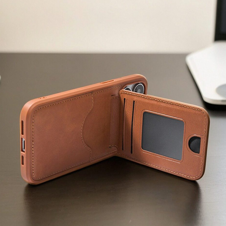 Hộp đựng thẻ Điện thoại cho Phone17 16 15 14 13 12 Pro Max Vỏ da sang trọng 2 trong 1 Giá đỡ nam và 
