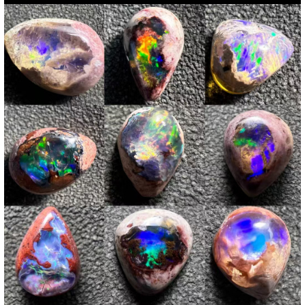 Đá opal hình tròn tự nhiên nguyên chất [Giọt nước] Đá opal Mexico Đá thô Đá quý Mặt dây chuyền Vòng 