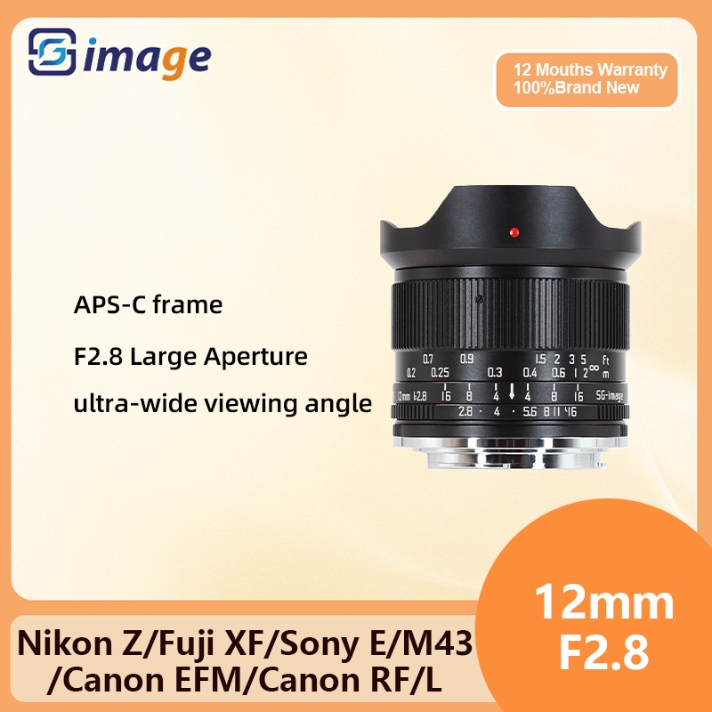 SG Image 12mm F2.8 Ống kính nửa khung góc siêu rộng dành cho Sony E Canon R EOSR L Fuji X Canon EOS 