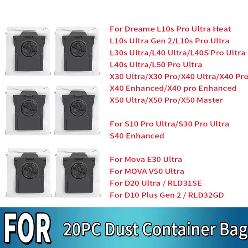Túi Đựng Bụi Dreame L10s Pro, L30s Ultra, L40 Ultra, L50 Pro, L40 Ultra, X30 Ultra, X40 Ultra, X50 U