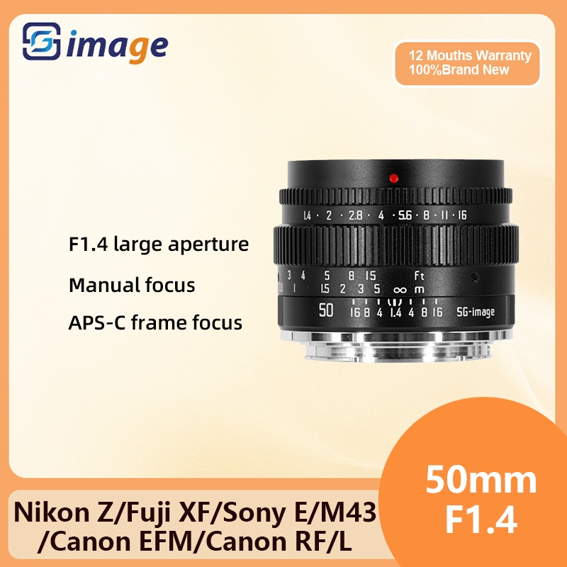 Sg Image 50mm F1.4 Nửa Khung Hướng Dẫn Sử Dụng Prime Focus Ống Kính Khẩu Độ Lớn Cho Canon RF Canon E