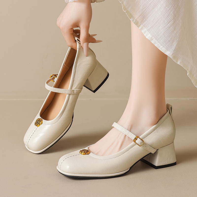 Mới Dày Đế Le Fu Giày Retro Đen Jk Giày Cao Gót Anh 5cm Giày Da Nhỏ Cho Nữ 34-42