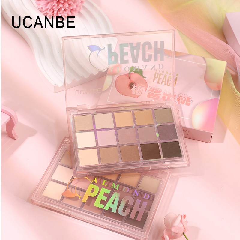 Bảng phấn mắt UCANBE Alomand Peach – 15 màu Matte & Shimmer Màu hồng ấm áp Màu nâu nâu nâu cho vẻ ng