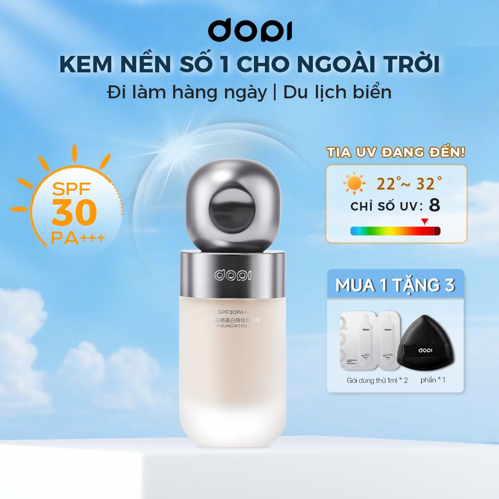 DOPI Kem nền chống nắng làm trắng da 35ml SPF30 PA++ Chống nước và mồ hôi, hiệu ứng trang điểm lâu t