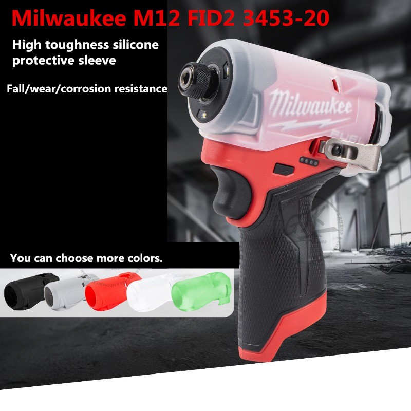 Thích hợp cho Milwaukee M12 FID2 Vỏ bảo vệ tuốc nơ vít pin Lithium không chổi than Vỏ silicon chống 