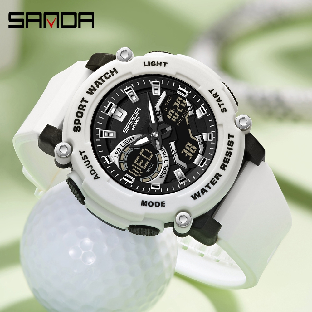 Đồng hồ đeo tay học sinh thể thao màn hình kép SANDA 3374 Đồng hồ điện tử chống nước 5ATM chống nước