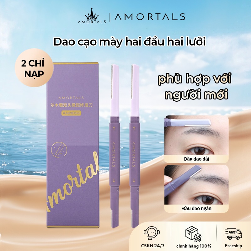 Bộ 2 Dao Cạo Lông Mày AMORTALS Hai Đầu Tiện Dụng Dao cạo lông mày tỉa lông mày cạo râu tiện lợi