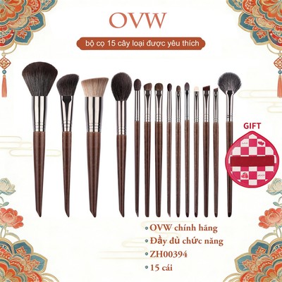 Bộ cọ trang điểm OVW 15/ 12 miếng, bộ cọ trang điểm chuyên nghiệp ZH00394