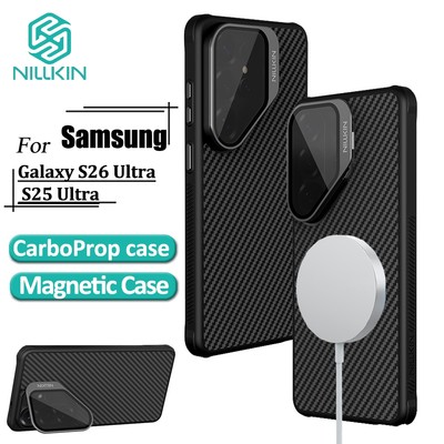 Ốp điện thoại kim loại TPU Nillkin Aramid Fiber cho Samsung Galaxy S26 Ultra với MagSafe, Chân đế ống kính kim loại & Nút cảm ứng chính hãng