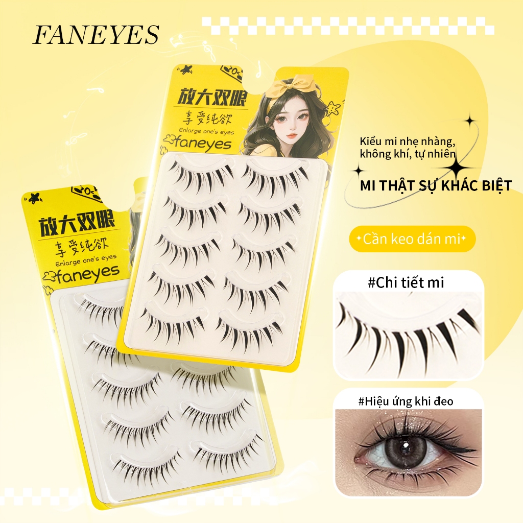 FANEYES Mi giả cần Mi giả tự nhiên Mi giả một mảnh dày dặn cong vút tự nhiên chân thực dễ dàng mang 
