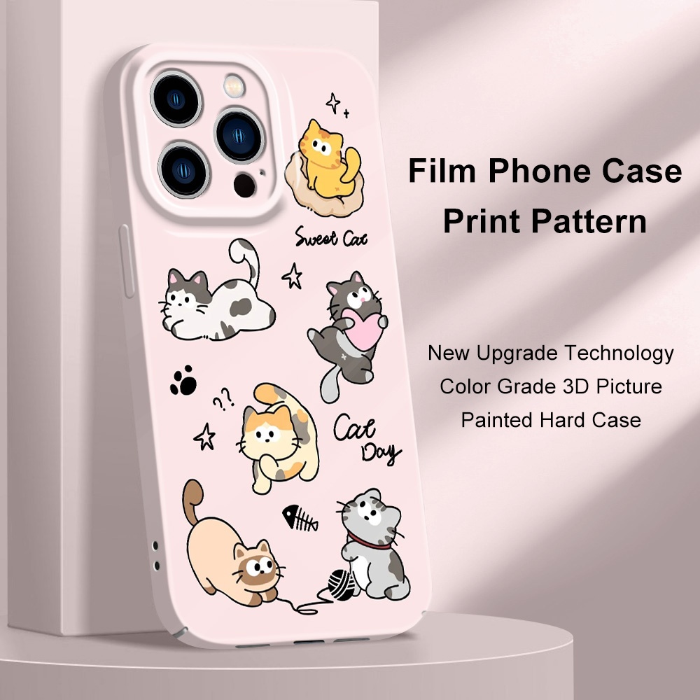 Ốp Điện Thoại Cho IPhone 14 13 Pro Max Mini Fun Little Cat Film Bìa Cứng