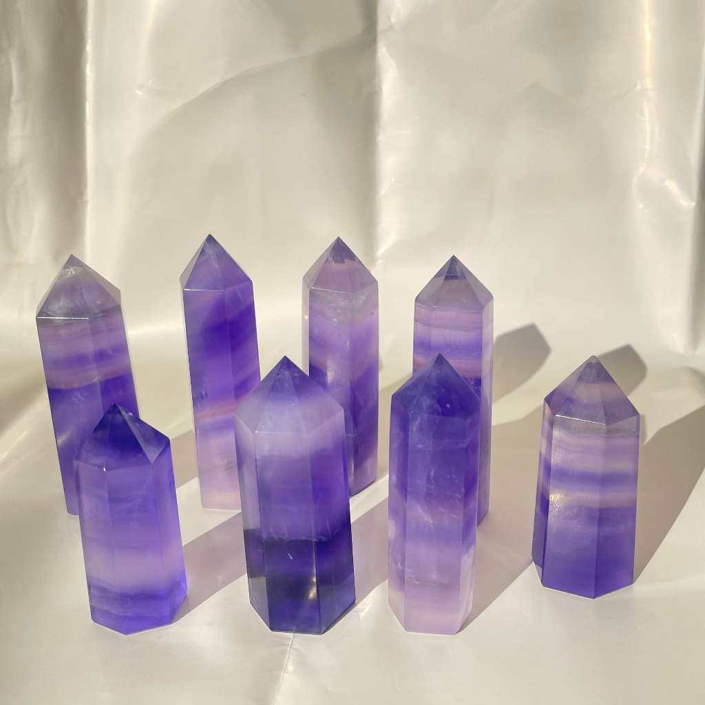 Fluorite Tự Nhiên Tháp Nhỏ Lục Giác Trụ Đồ Trang Trí Tím Fluorite 1 Miễn Phí