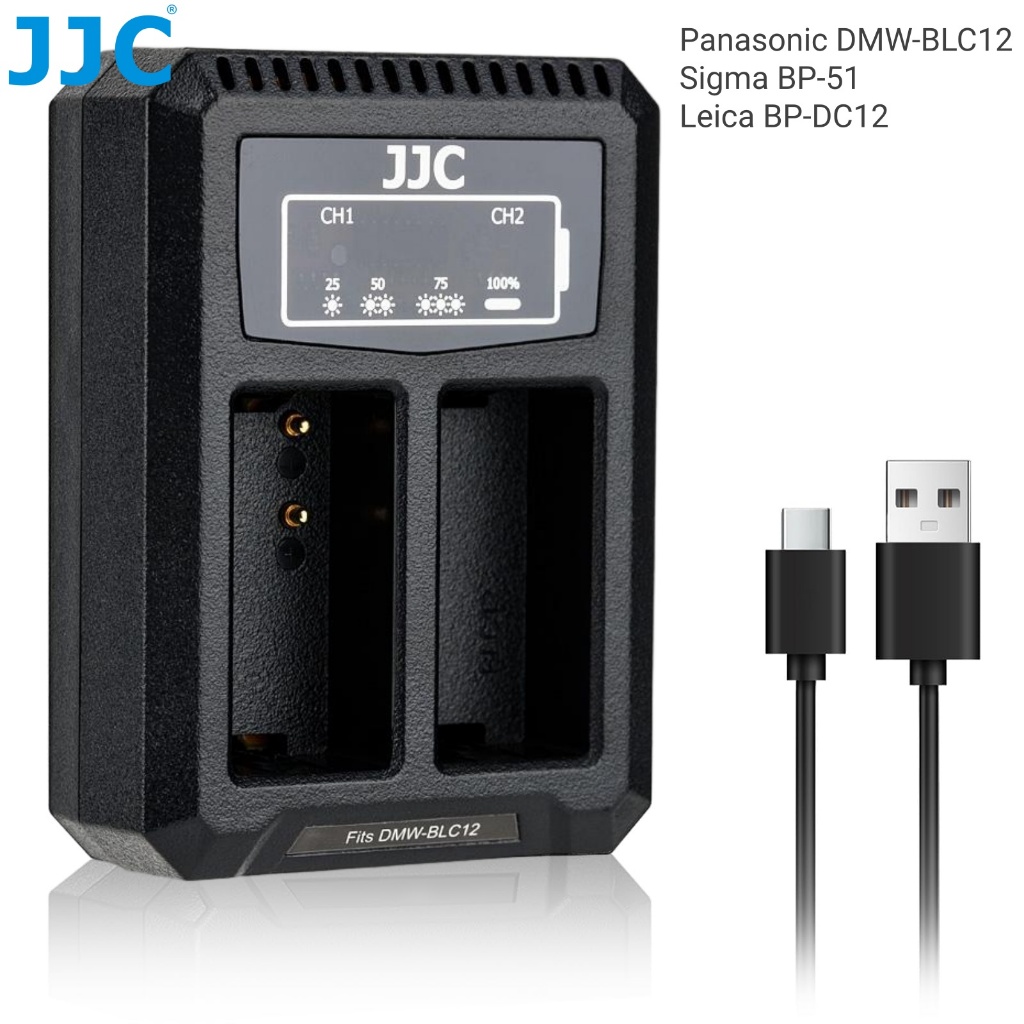 JJC DMW-BLC12 Bộ sạc pin BP-51 BP-DC12 cho Panasonic Lumix FZ1000 II G95 G85 G7 G6 G5 GH2 GX8 FZ2500
