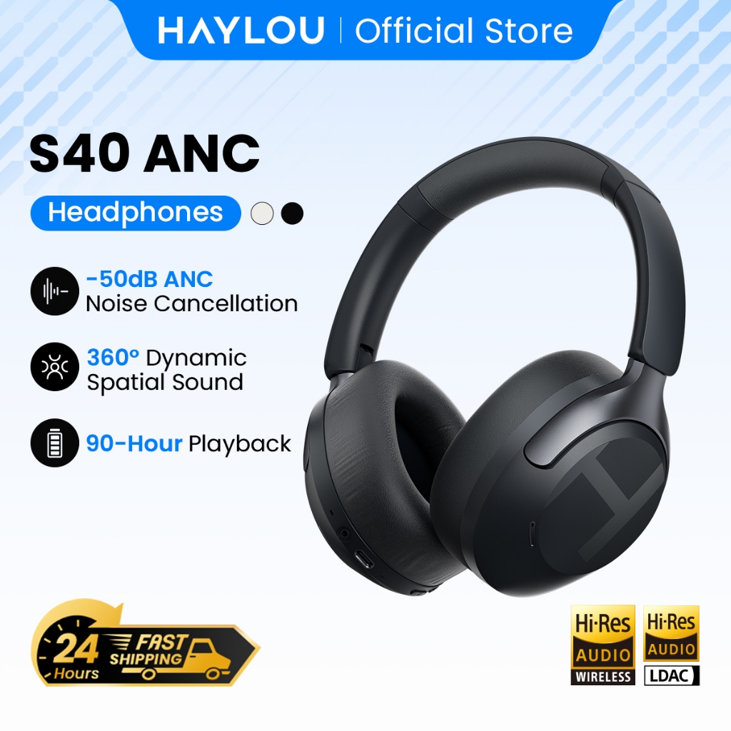 Tai nghe không dây Haylou S40 ANC 50dB Khử tiếng ồn Tai nghe âm thanh không gian Hi-Res 3D có tai ng