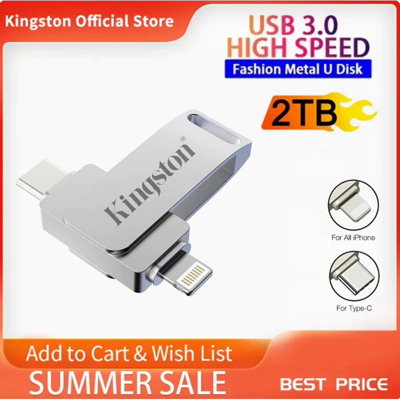 Ổ đĩa flash Kingston USB 3.0 1TB 2TB Type-C Pendrive USB Stick cho iPhone iPad / Lightning 3IN1 Ổ đĩ