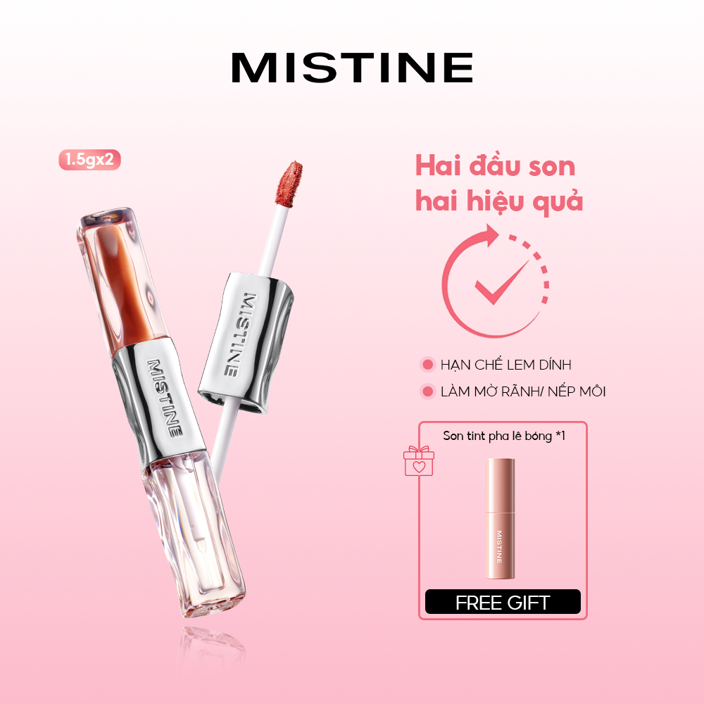 【 Phiên bản nâng cấp 】MISTINE Hai kiểu trang điểm môi Mềm mịn mỏng nhẹ Khóa màu bền lâu Không dễ dính cốc 1.5g+1.5g | BigBuy360 - bigbuy360.vn