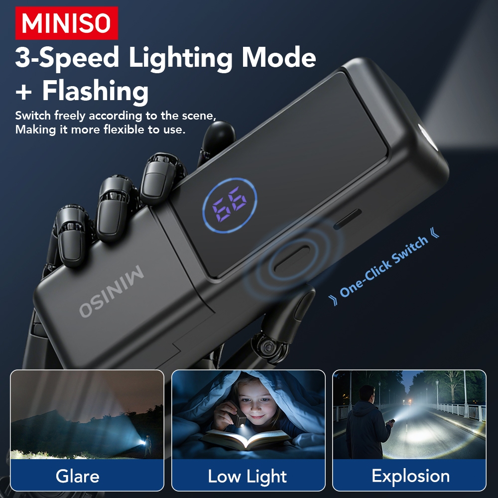 Tai nghe dịch thuật không dây MINISO MS120 AI 3 trong 1 (Power Bank / Đèn pin / Âm thanh HiFi) Tai nghe Bluetooth đa chức năng cần thiết cho du lịch ngoài trời | BigBuy360 - bigbuy360.vn