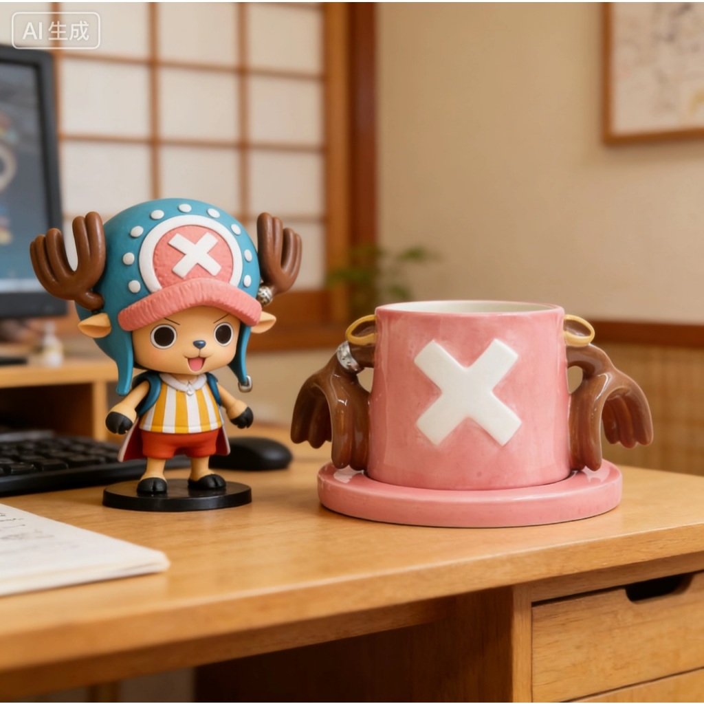 [Sẵn Hàng]  Cốc Cà Phê One Piece Ceramic | Họa Tiết Mũ Chopper Màu Hồng Cute | Đồ Dùng Cá Nhân Fan A