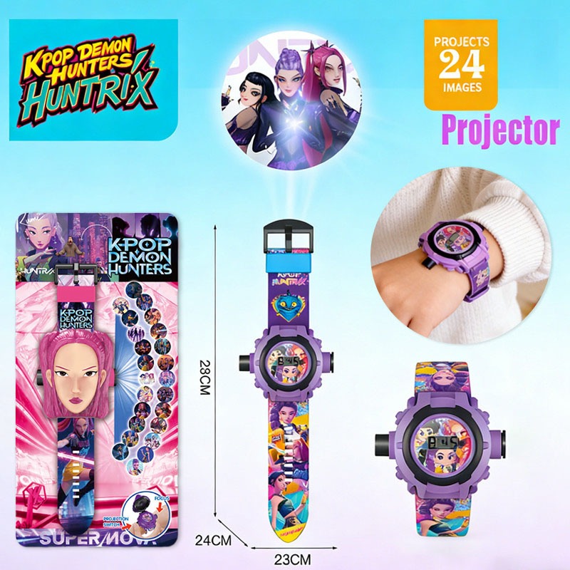 Kpop Demon Hunters 24 Hình Chiếu Đồng Hồ Đồ Chơi Rumi Zoey Sáng Tạo Đồng Hồ Trẻ Em Trang Trí